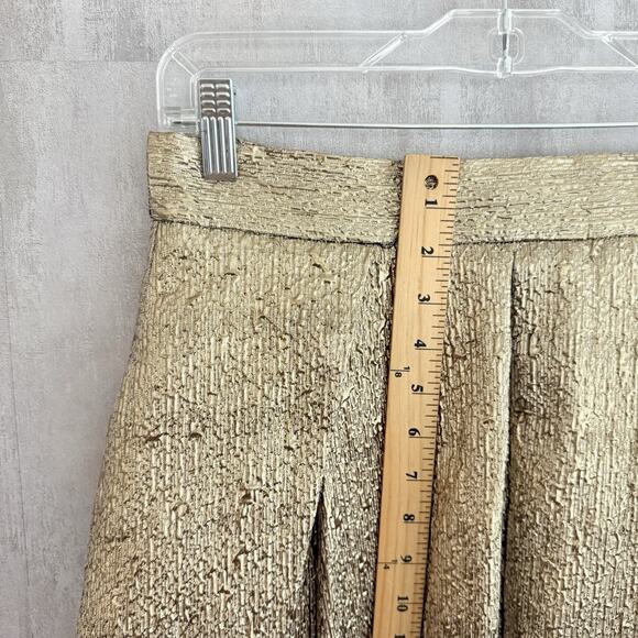 Eliza J Skirt Size 6 A-line Gold Metallic Box Pleat Lined Pockets Maximalist - Picture 9 of 11